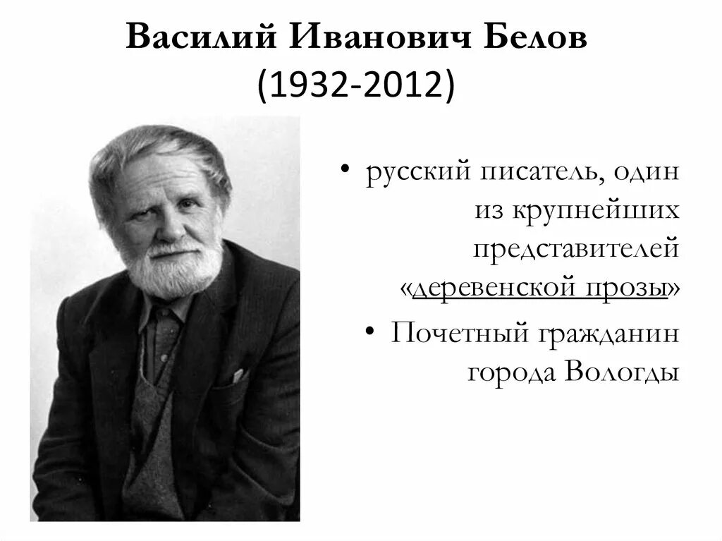 Белова г б. Портрет писателя Василия Белова. Васильевич Иванович Белов.