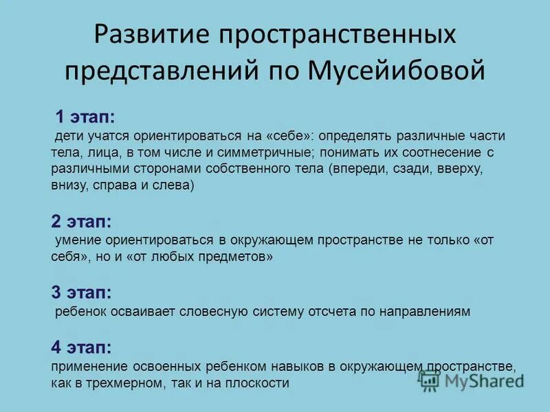 Развитие в 35 лет. Этапы развития пространственных представлений у дошкольников. Этапы формирования пространственных представлений. Этапы формирования пространственных представлений у детей. Этапы работы по формированию пространственных представлений.