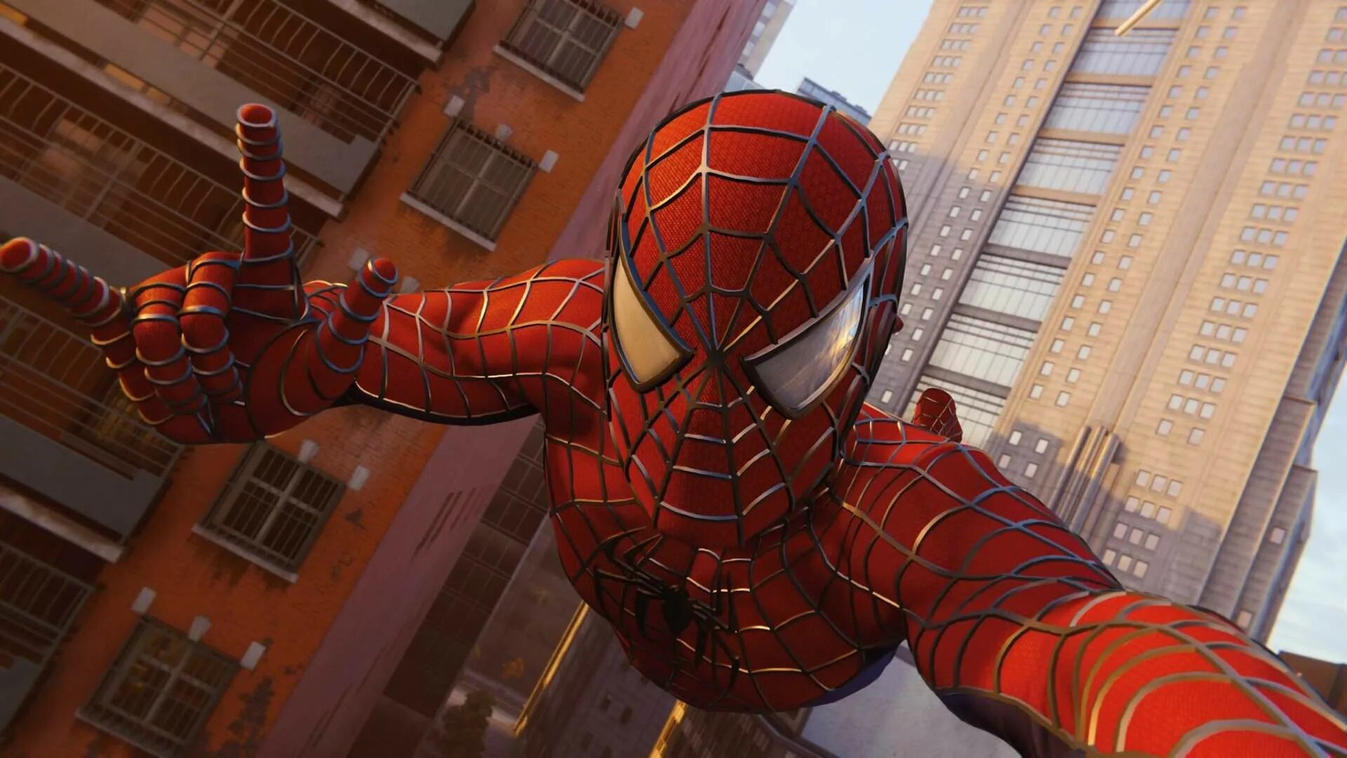 Игра человека паука летать. Человек паук Сэма Рэйми. Spider man ps4 Sam Raimi Suit. Человек паук 2002 Сэм Рэйми. Человек паук Сэма Рэйми 1 костюм.