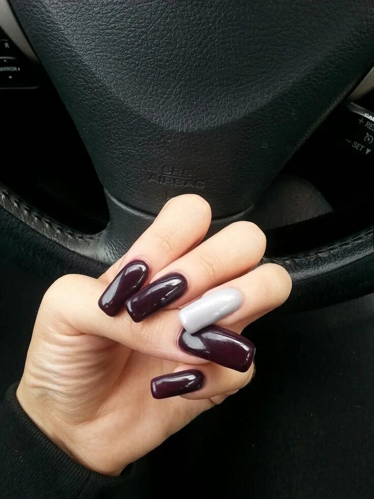 Маникюр темные цвета длинные coffin nails Black acrylic nail designs, Black acrylic nails, Acrylic nail desig