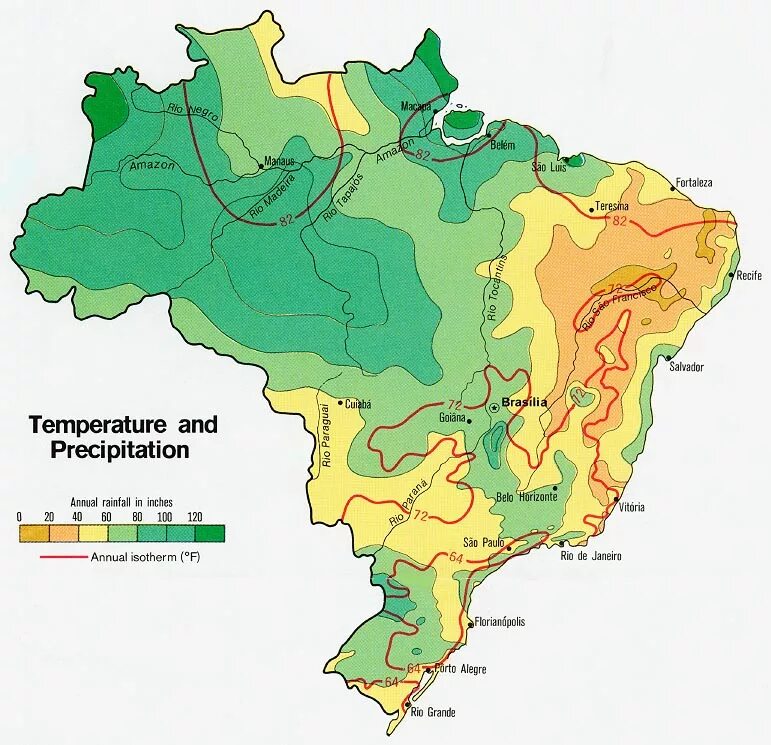 Средние осадки в бразилии. Бразильское плоскогорье климат. Климатическая карта Бразилии. Климат Бразилии карта. Карта климатических поясов Бразилии.