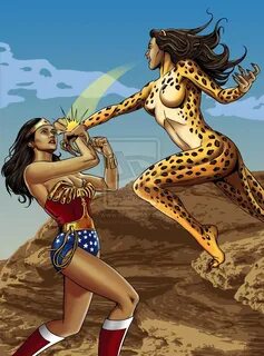 Wonder Woman fighting Cheetah by hamletroman Dc Heroes, Comic Book Heroes, ...