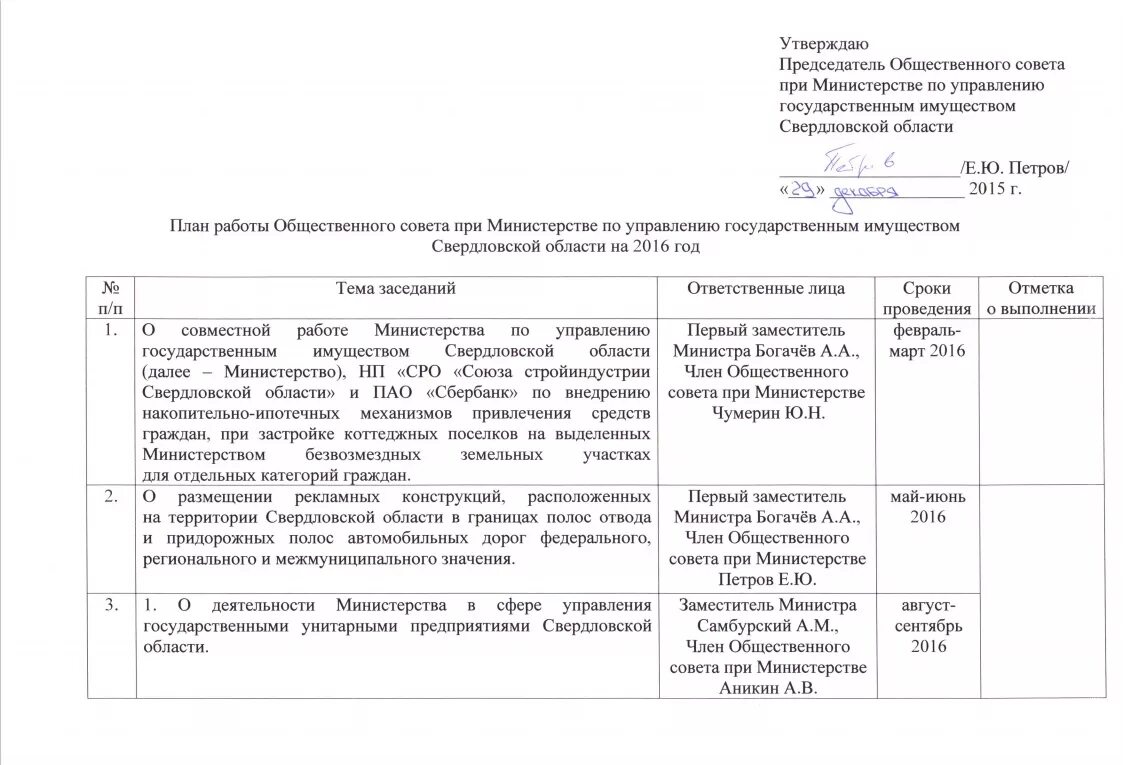 Управление имуществом свердловской области. Вопросы для общественного совета. План заседания общественного совета образец.