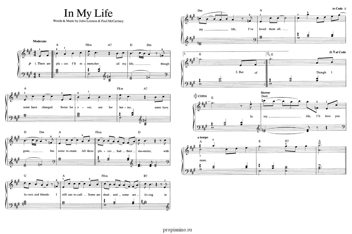 Ноты my life. In my Life Ноты. In my Life the Beatles Ноты. In my Life Ноты для фортепиано. Ноты пол Маккартни.
