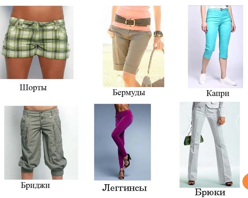 Чем отличаются шорты от шортов. Шорты-штаны женские. Капри бриджи разница. Вили женских шорт. Брюки шорты название.