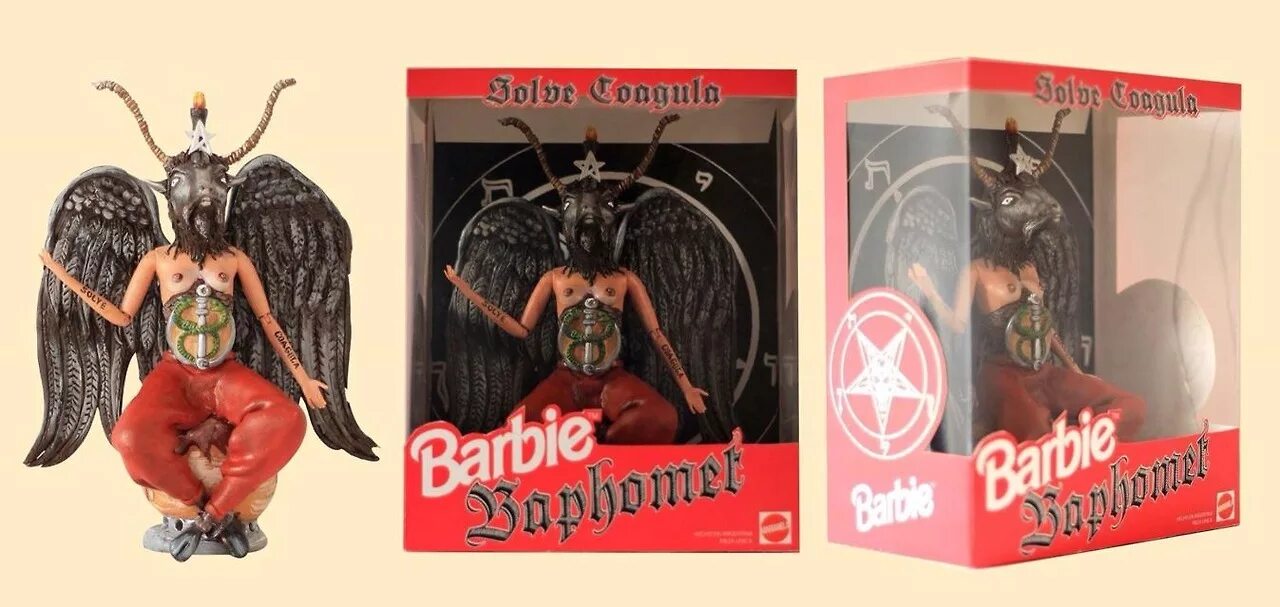 Бафомет кукла. Кукла Барби Бафомета. Игрушка Барби Бафомет. Сатанинские игрушки.