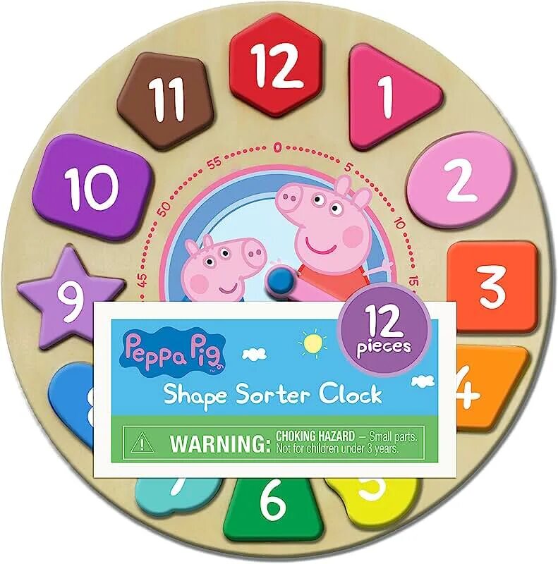 Часы свинка. Peppa Pig Clock. Свинка Пеппа часы с кукушкой. Часы Свинка Пеппа наручные. Shapes with Peppa.
