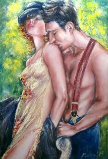 Картина, kissing couple, sensual artwork, boudoir wall art, romantic couple...