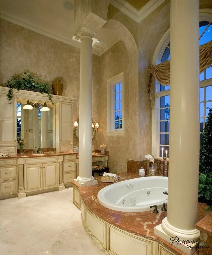 Mediterranean Style ванная. Ванная в античном стиле. Ванная в римском стиле. Роскошные Ванные комнаты.