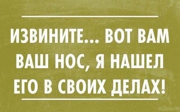 Вот вам ваш нос. Не лезь не в свое дело цитаты. Вот ваш нос я нашел его в своих делах. Не суй свой нос не в свое дело. Сующим везде свой нос