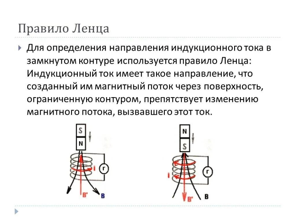 Правило Ленца для электромагнитной индукции 11. Правило Ленца для определения направления индукционного тока. По правилу Ленца индукционный ток направлен …. Направление индукционного тока правило Ленца схема. Направление индукции тока правило ленца