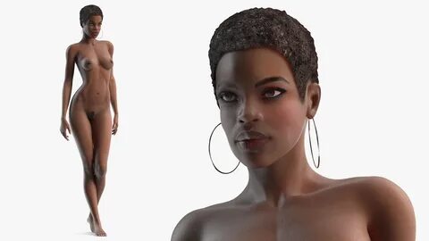 nude dark skin woman rigged 3D model https. 