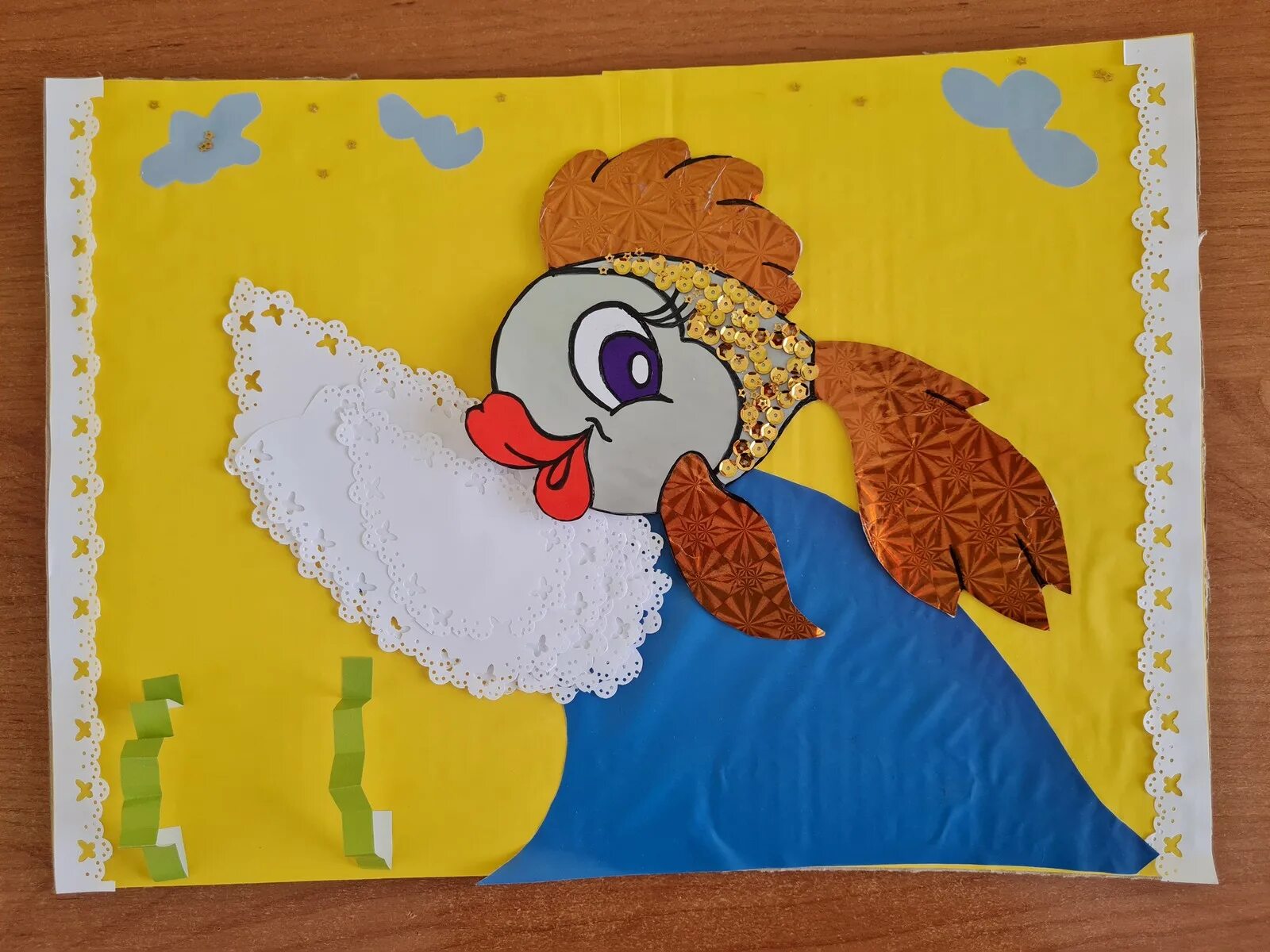 аппликация "сказки". сказочные аппликации. объемная аппликация. аппликация из ткани. аппликация жар птица.