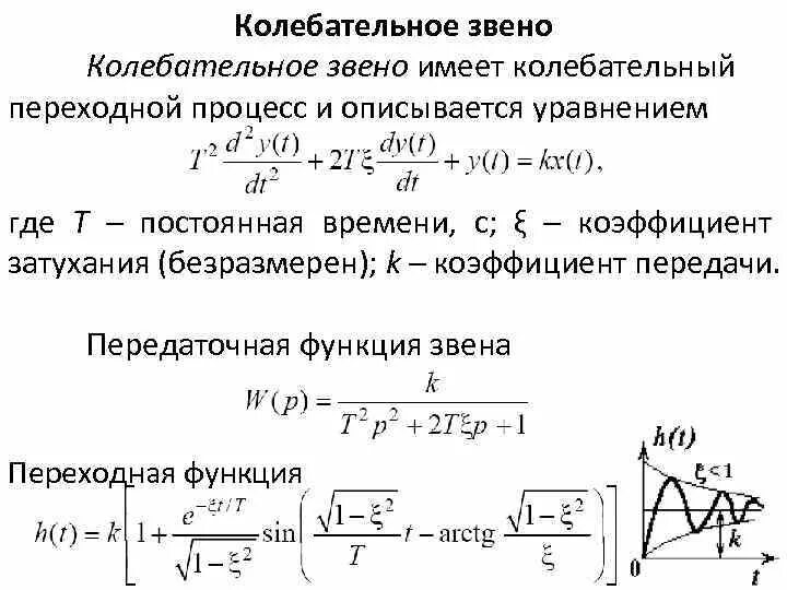 Переходная функция колебательного звена. Колебательное звено передаточная функция. Колебательное звено весовая характеристика. Передаточная функция колебательного звена имеет вид. Коэффициент затухания частота