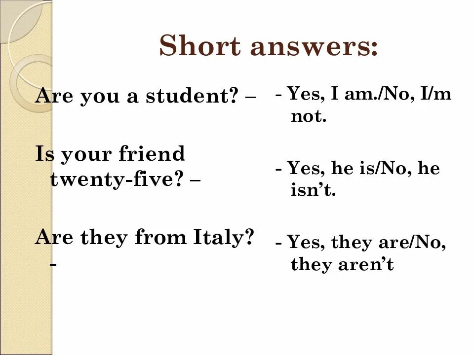 Short answer forms