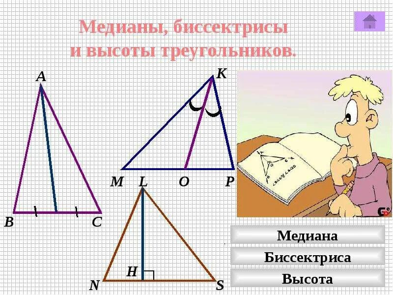 Треугольник биссектриса медиана высота рисунок