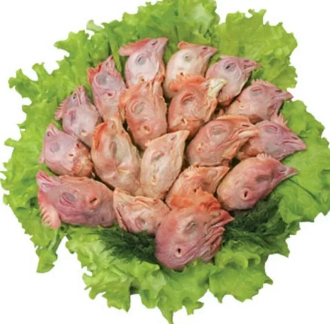 Перепелиные головы. Головы куриные замороженные. вареные куриные головы.