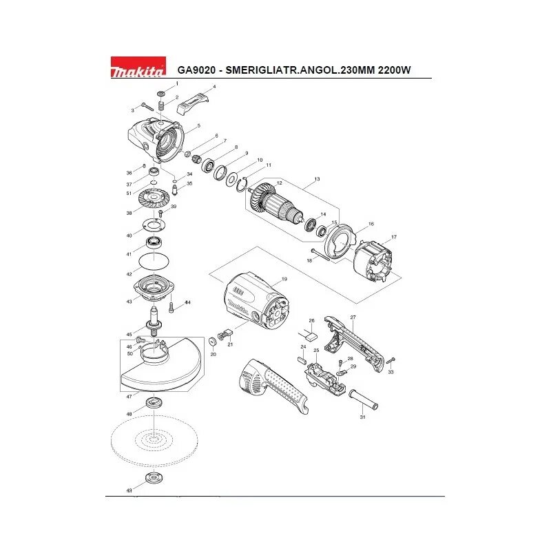 Spare parts list. Редуктор УШМ Макита 9020. УШМ 230 Макита схема редуктора. Болгарка Макита 230 схема. Взрыв схема УШМ Makita 9020 ga.