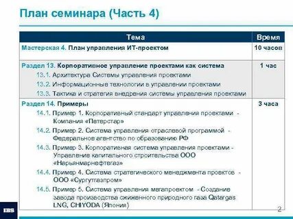 План программы семинара