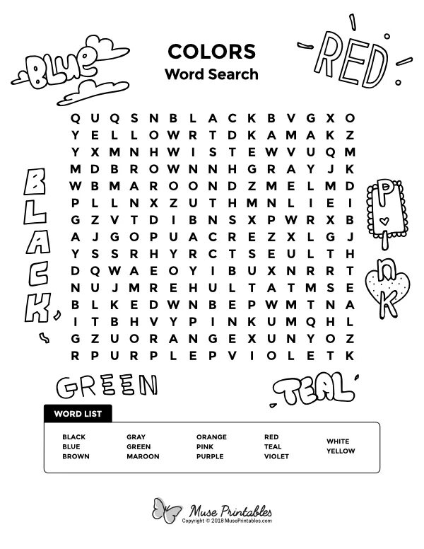 Wordsearch Colours. Colours Wordsearch for Kids. Word search Colors. Colour Word search.