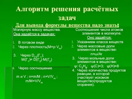 Пример вывода по химии