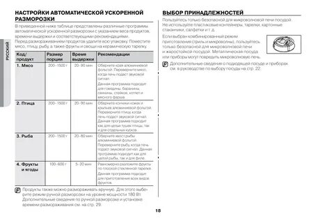 Микроволновая печь разморозка инструкция