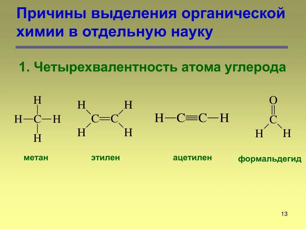 Органическая химия. Ацетилен и формальдегид. Основной элемент органической химии. Углерод в органической химии. Выделяют этилен