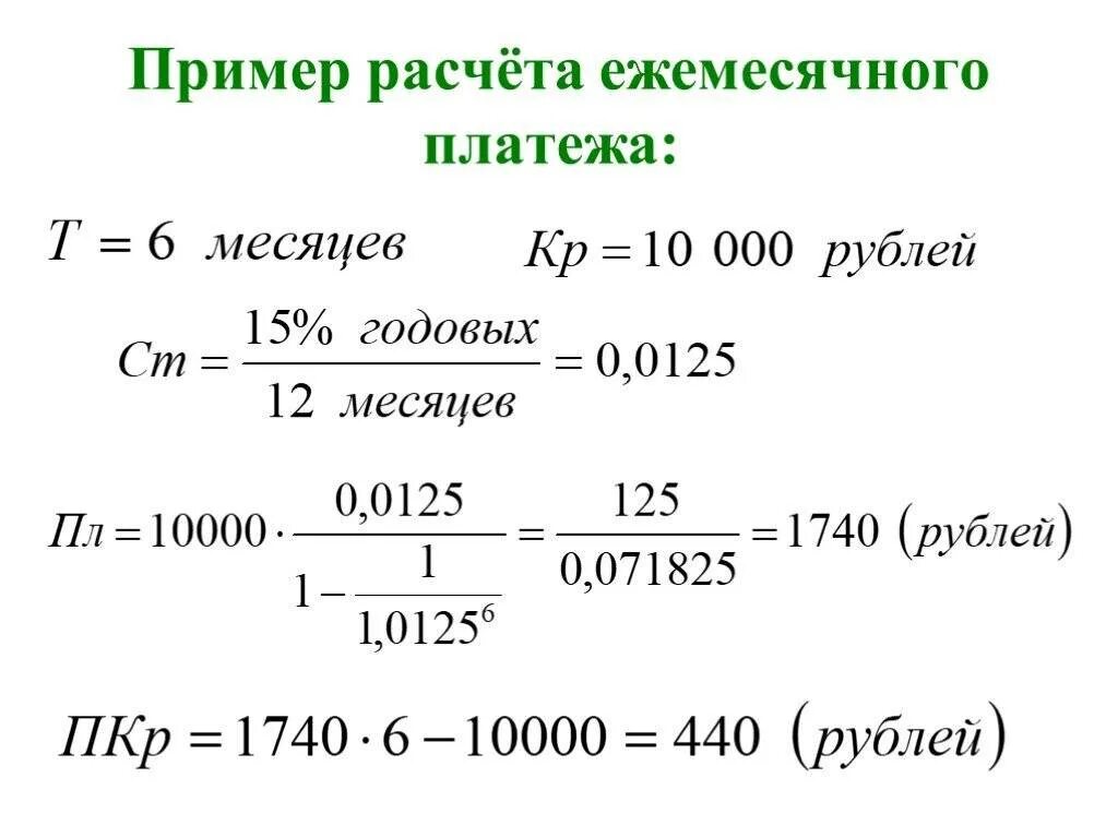 Рассчитать сумму выплат по кредиту. Формула расчета кредита. Как посчитать проценты по кредиту формула. Рассчитать проценты по кредиту формула пример. Формула расчёта процентов по кредиту пример.