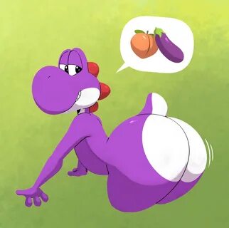 komdog, purple yoshi, yoshi, mario bros, nintendo, green background, hi res...