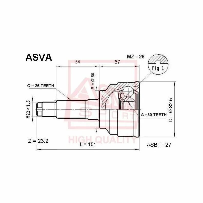 56 26 30. ASVA mz03 шрус наружный. ASVA шрус MZ-26. ASVA opiu5001. Шрус 30 56 26.