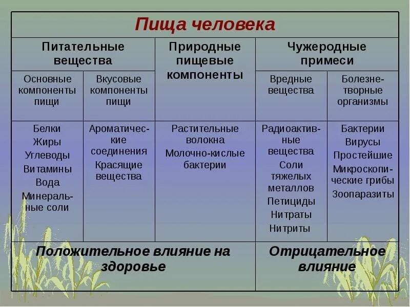 Компоненты субстанции. Питательные вещества и природные пищевые компоненты. природные компоненты пищевой продукции. чужеродные питательные вещества. основные пищевые компоненты таблица.