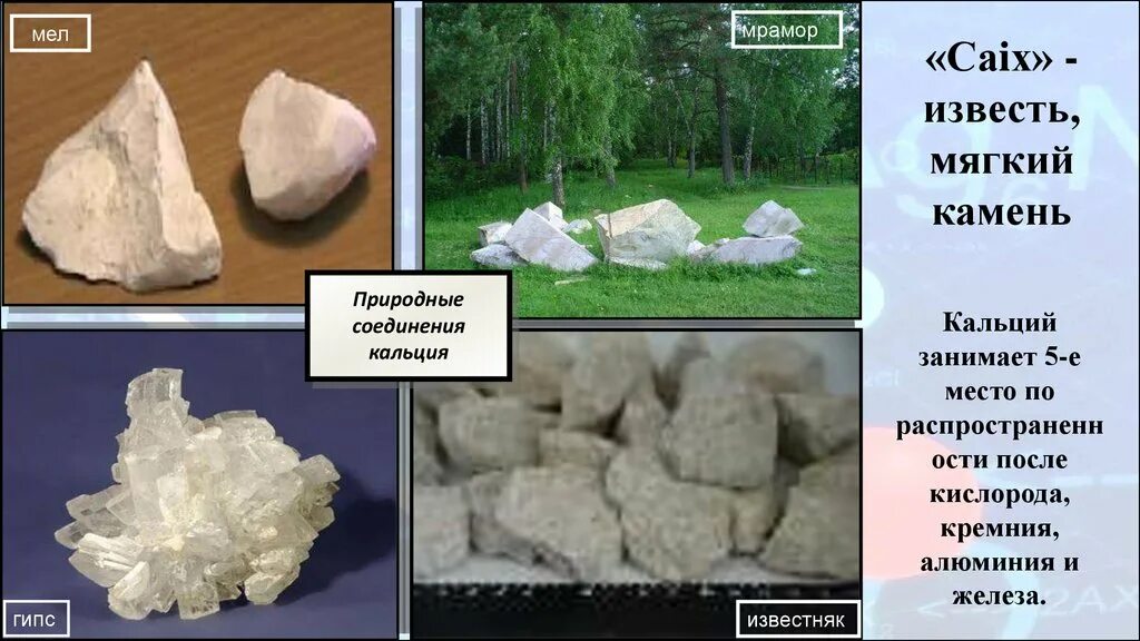 Соединения соли из кальция. Мел мрамор известняк. природные соединения кальция. мел мрамор известняк - кальций. соединения кальция — известняк, мрамор, гипс.