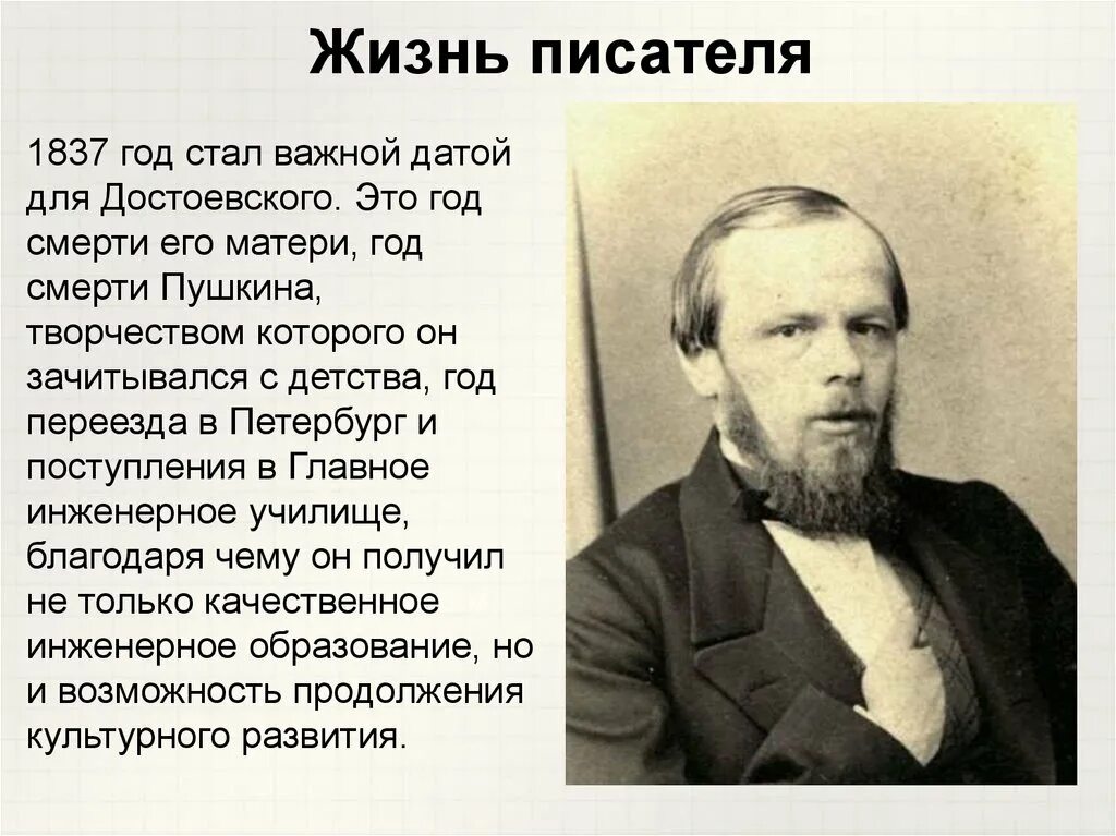 Этапы жизни достоевского