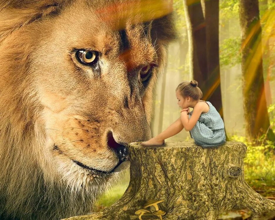 Девочка и Лев. Лев для детей. Картина девушка со львом. Ребенок рядом со львом. Воспитана львом