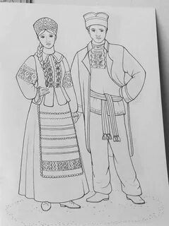 Раскраска татарский национальный костюм