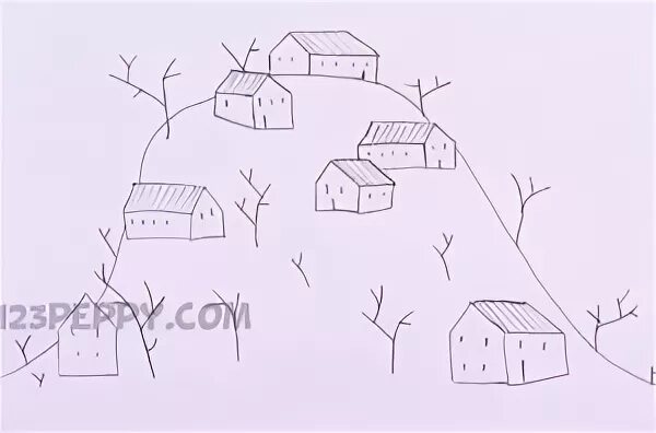 Рисование деревни поэтапно 4 класс