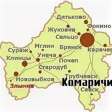 Брянск унеча расстояние