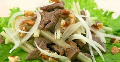 Салат куриная печень маринованный огурец лук