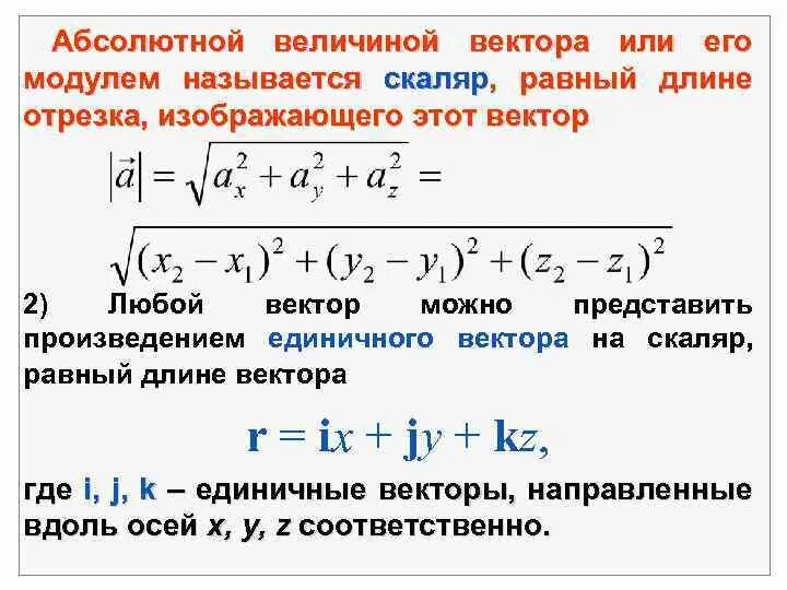 Векторы имеющие равные модули