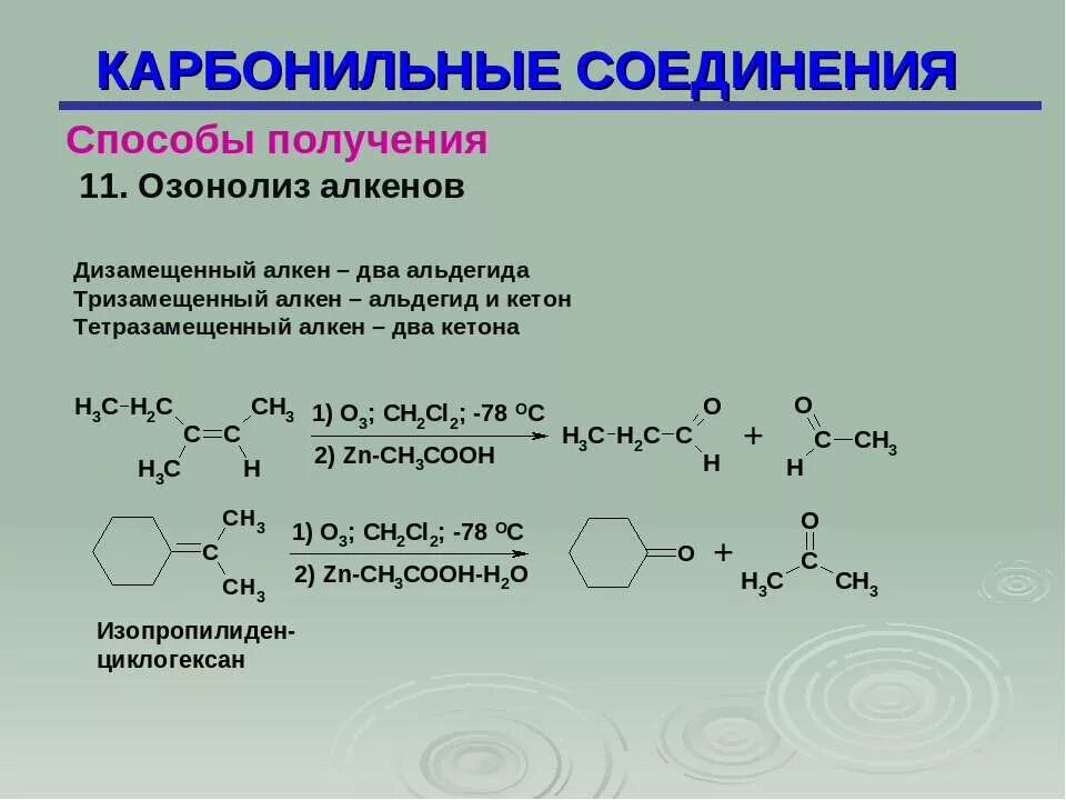 Озонолиз алкенов с образованием дикетонов. Озонолиз олефинов. Кетоны карбонильные соединения с. Озонолиз непредельных карбоновых кислот.