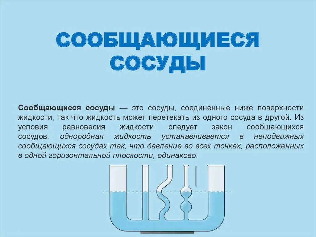 Правило сообщающихся сосудов для однородной жидкости. Формулы по физике 7 класс сообщающиеся сосуды. Закон сообщающихся сосудов формула. Сообщающиеся сосуды формулы 7 класс.