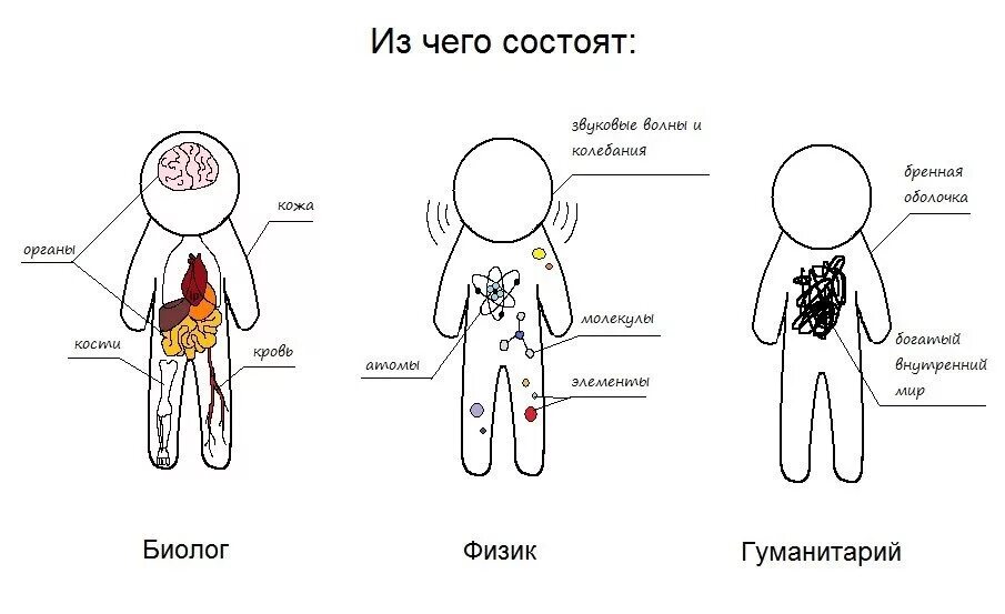 Состоит в том что человек. Внутренний мир гуманитария. богатый внутренний мир гуманитария. шутки про биологов. внутренний мир из чего состоит.