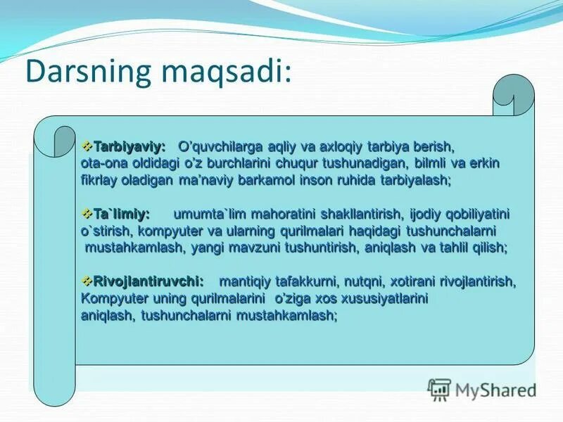 Dars ishlanma informatika