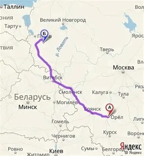 Расстояние москва орел в км на машине