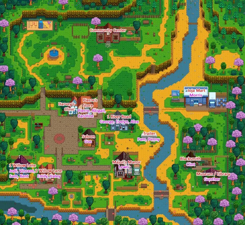 Сколько мусорных баков в городе stardew valley. Город пеликан stardew valley. дом робин stardew valley на карте. stardew valley карта города пеликан. stardew valley карта.