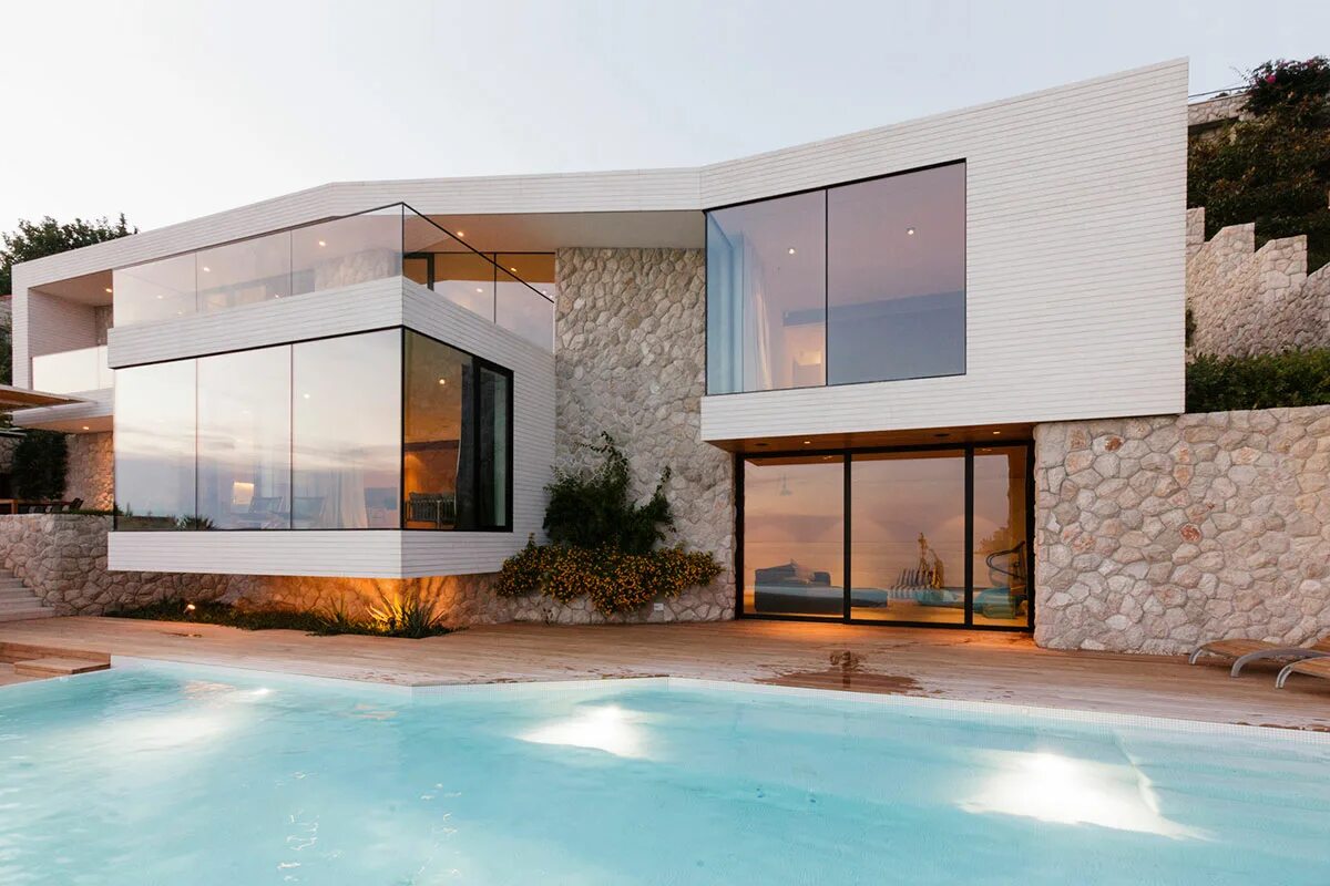 Ваш идеальный дом. Дом хайтек 2 этажа с бассейном. Вилла в Испании стиль Модерн. Современная вилла. Фасад в современном стиле.