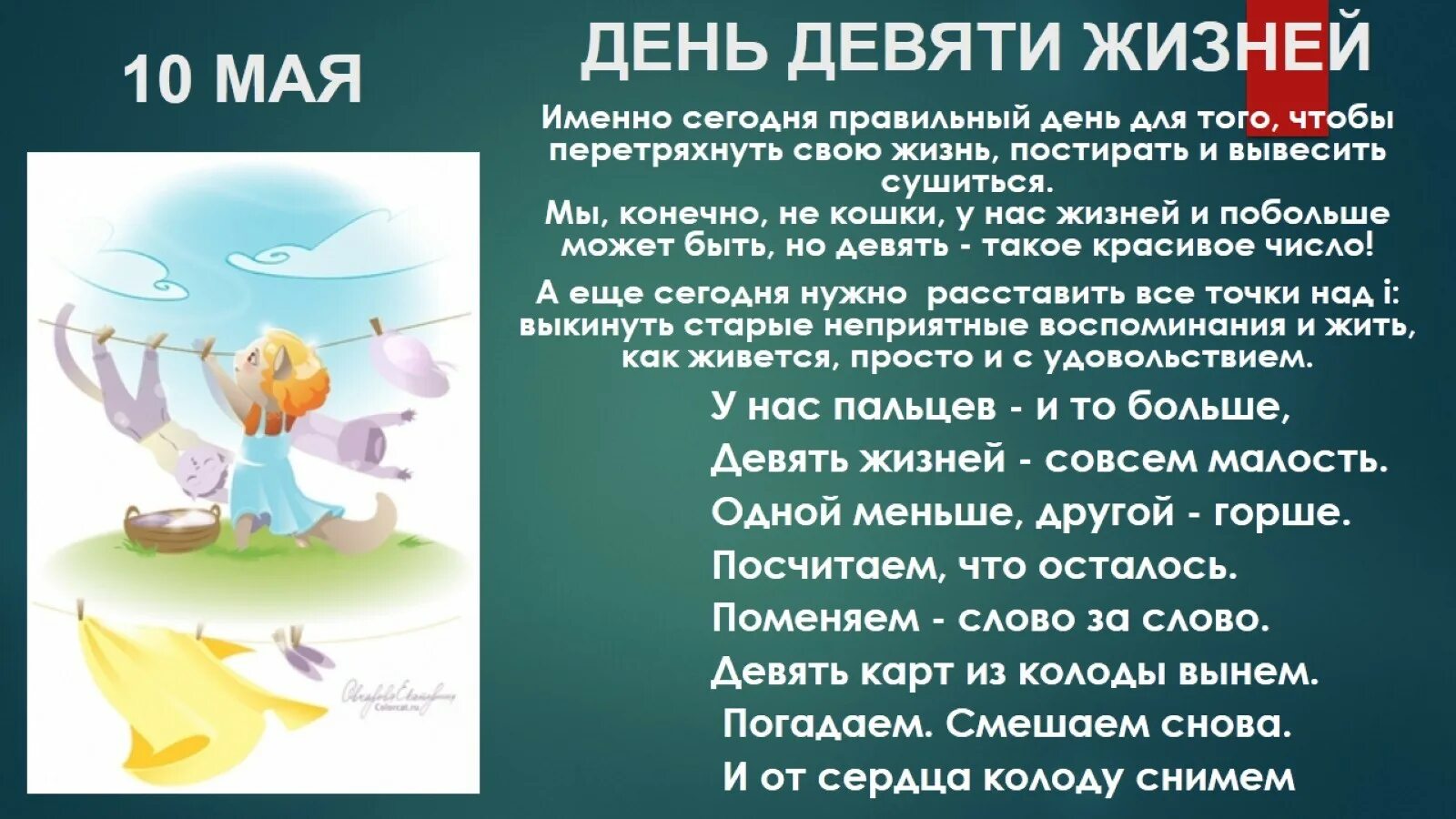 День девяти жизней. День девяти жизней 10 мая. Сегодня день девяти жизней. День девяти жизней 10 мая картинки.