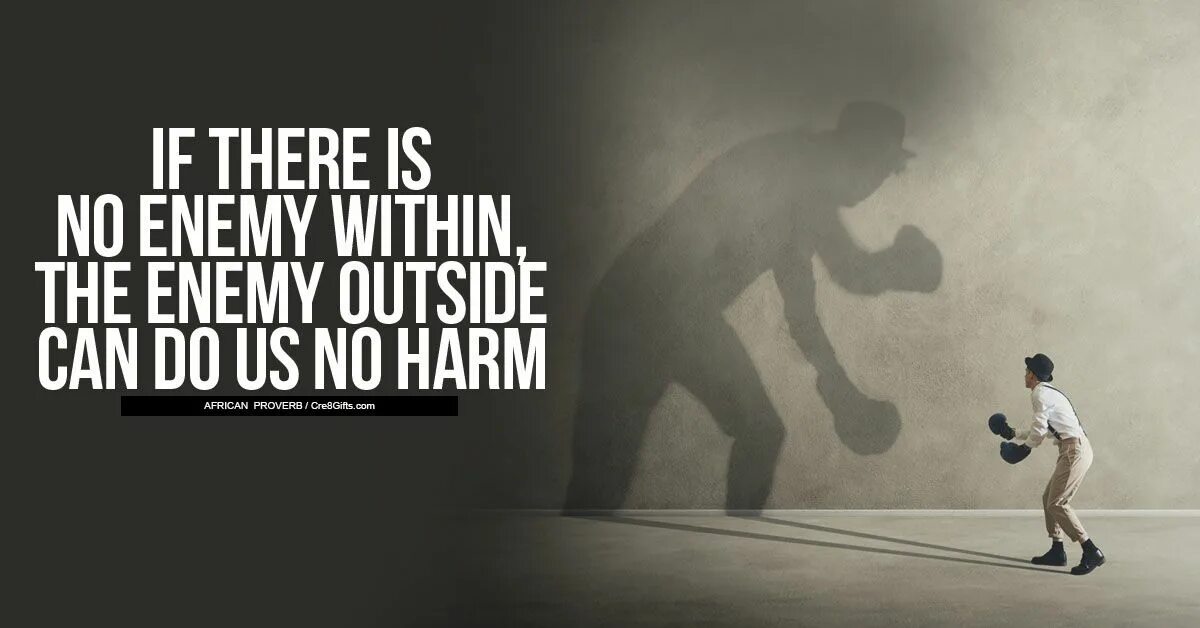 There is no Enemy. No Enemies. When there is no Enemy within, the Enemy outside can do us no harm.. The Divide: Enemies within. Well within