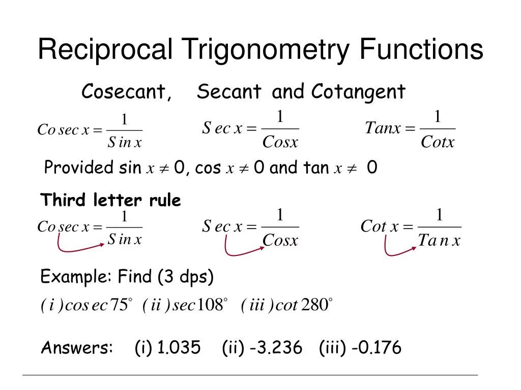 Функция sec. Secant cosecant. cosec x что это. reciprocal function. reciprocal в математике.