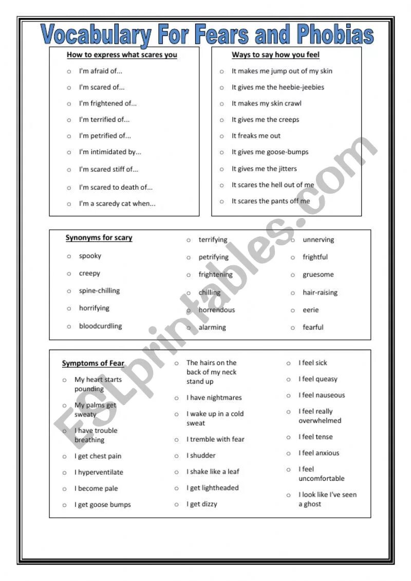 Fears worksheets. Fears vocabulary. Fears worksheets. Fears vocabulary. Fears worksheets.